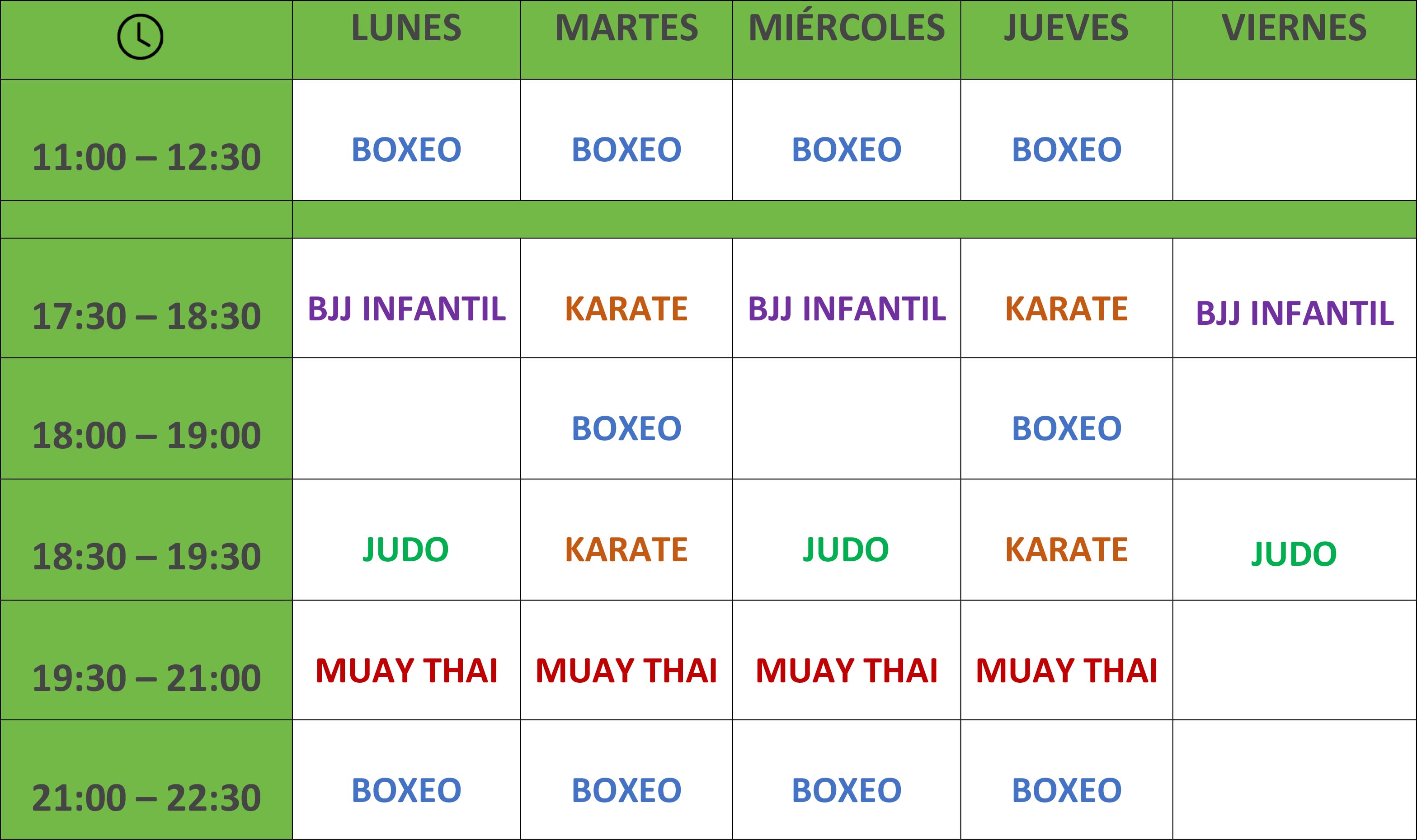 Horarios clases colectivas US Fitness